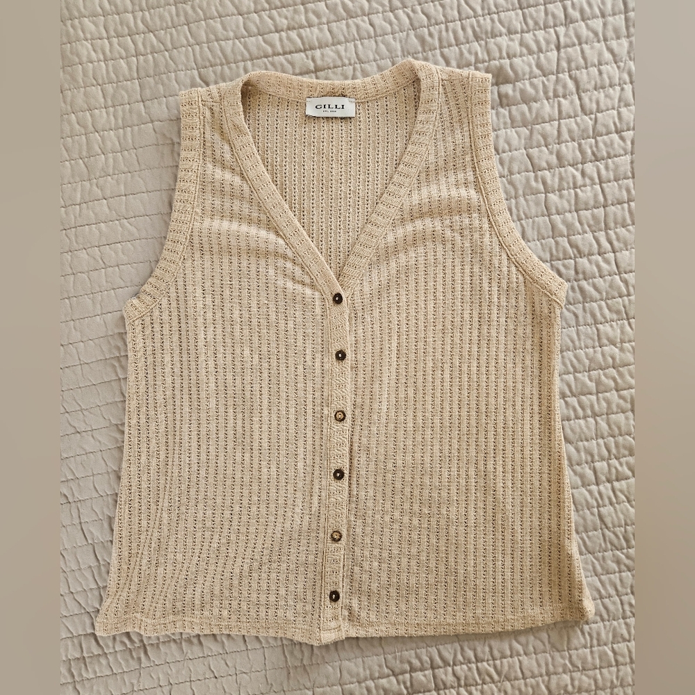 Gilli Button Front Rib Knit Tank - Picture 1 of 3